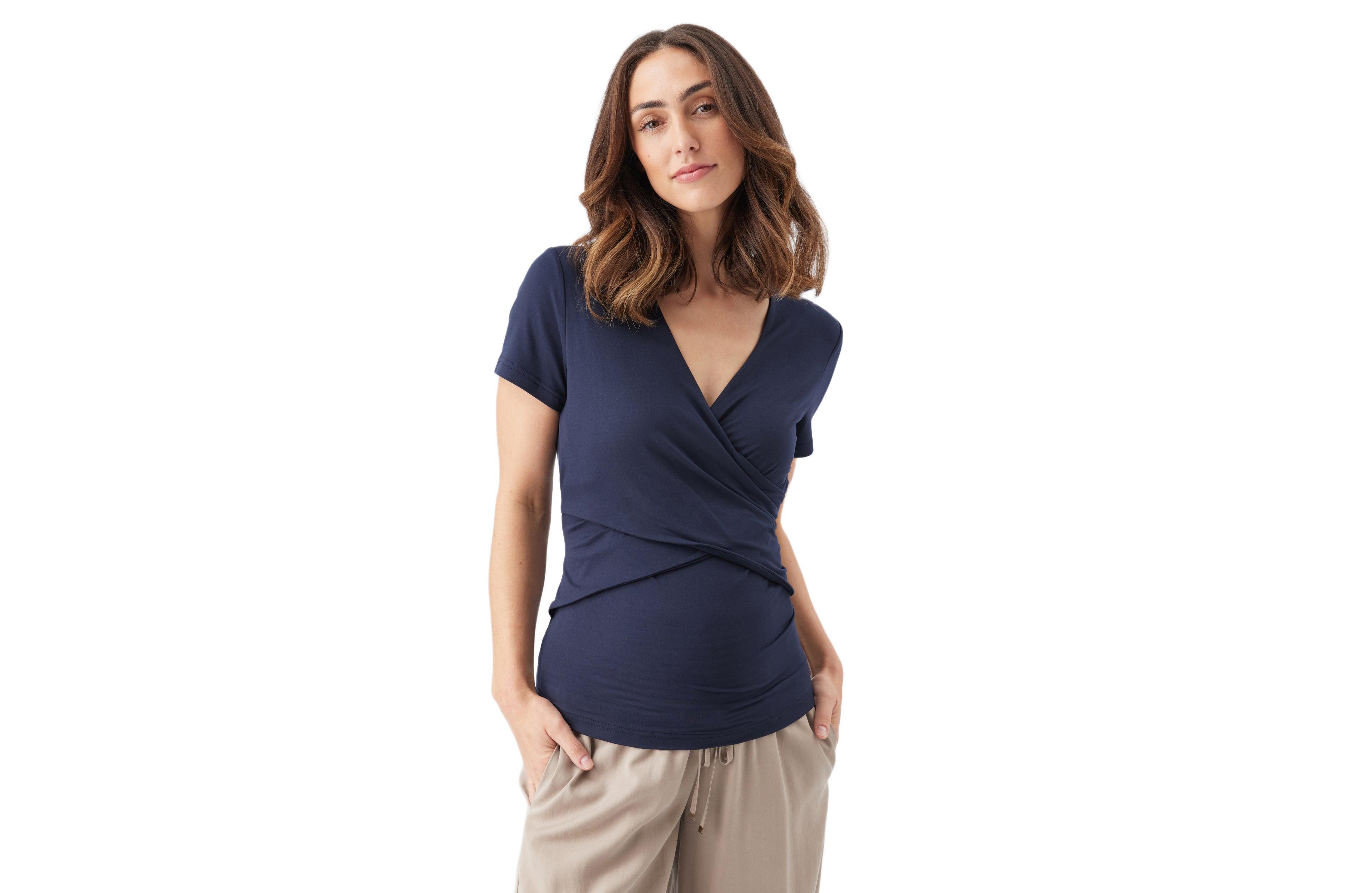 Ripe Maternity Luxe Knit Embrace Nursing Tee Navy