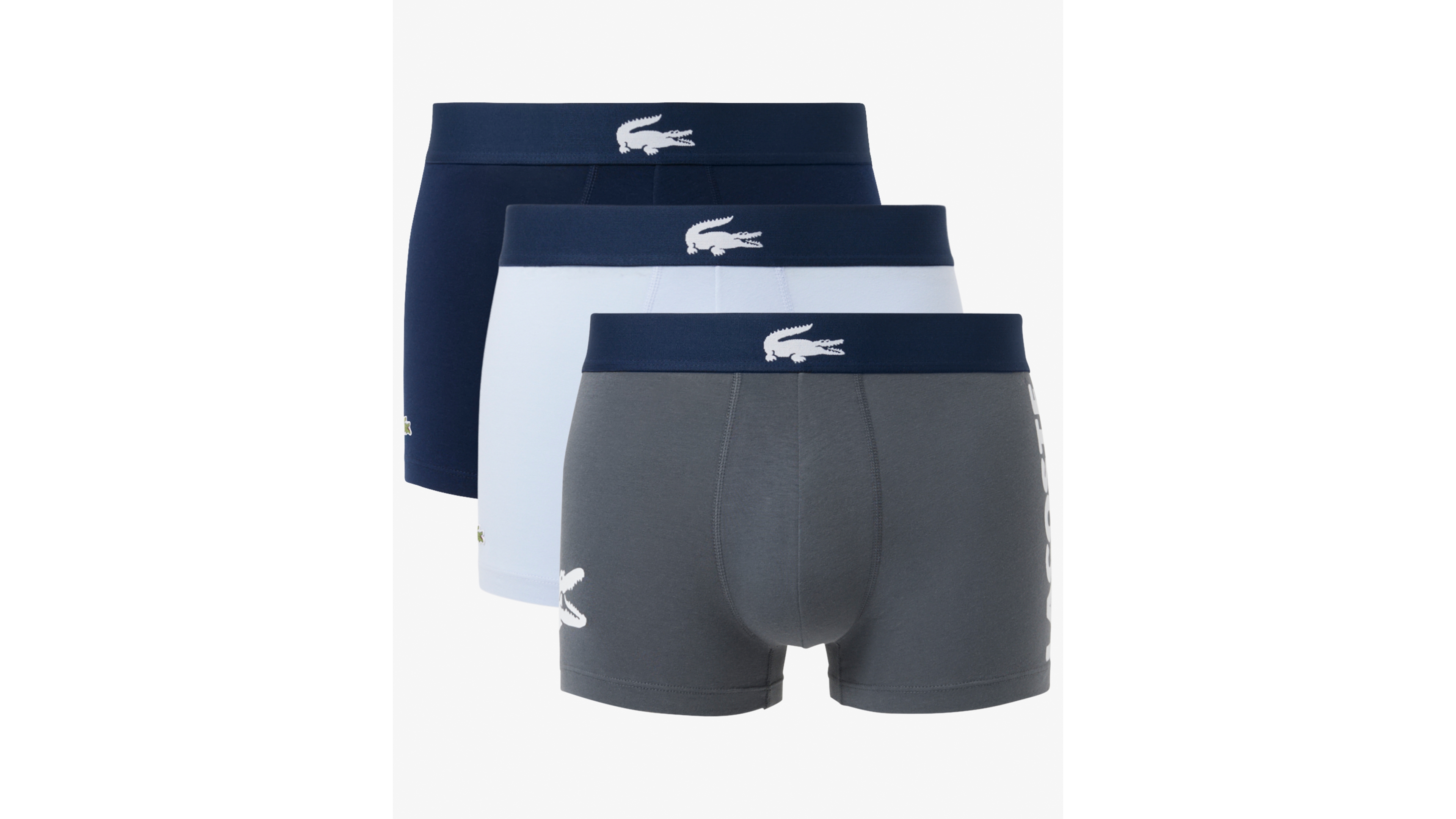 Lacoste Men's 3-Pack Regular-Fit Big Croc Logo Trunk Underwear