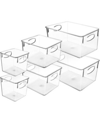 6 Piece Variety Pack Clear Storage Bins - for Kitchen, Cabinet Organizer, Pantry & Refrigerator