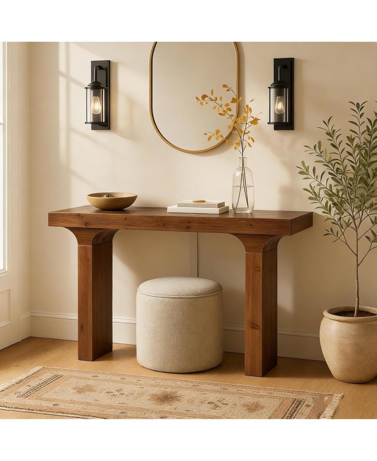 Tribesigns Solid Wood Console Table, 59" Long Rectangular Sofa Table Behind The Couch, Farmhouse Entryway Table