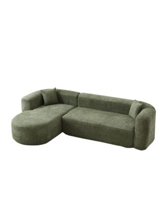109.4" L-Shaped Modular Sectional Sofa Left Chaise Chenille Fabric Cloud Sofa with 2 Pillows