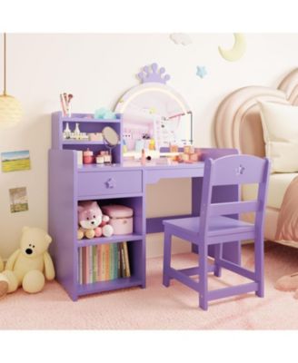 2-in-1 Princess Vanity Set with Makeup Desk & Chair Combo – Perfect Gift for Girls