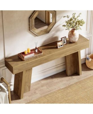 70.9-Inch Long Console Table, Farmhouse Narrow Entryway Table Behind the Couch