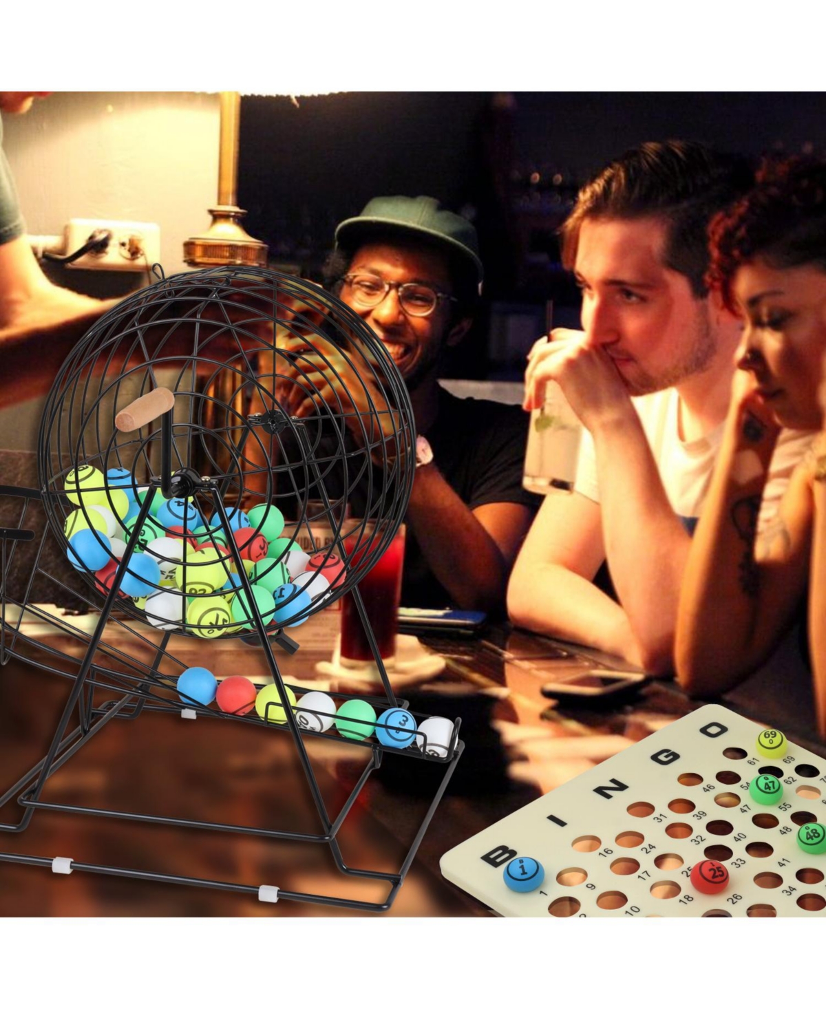 Gse Games & Sports Expert Bingo Game Set with Jumbo Cage and 1.5" Ping Pong Balls, Plastic Master Board