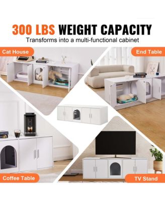 Modern Hidden Cat Litter Box - 58"  Wooden Enclosure Furniture