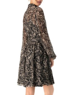 Women's Paisley Printed Short Dress with Waist Tie