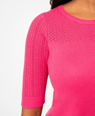 Petite Mixed Cable Round Hem Sweater