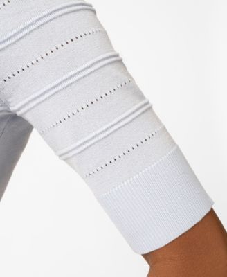 Petite Ottoman Stitch Elbow-Sleeve Crewneck Sweater