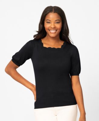 Women's Scalloped Short-Sleeve Sweater 