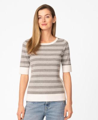 Women's Contrast Stripe Boat Neck Sweater