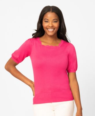 Women's Scalloped Short-Sleeve Sweater 
