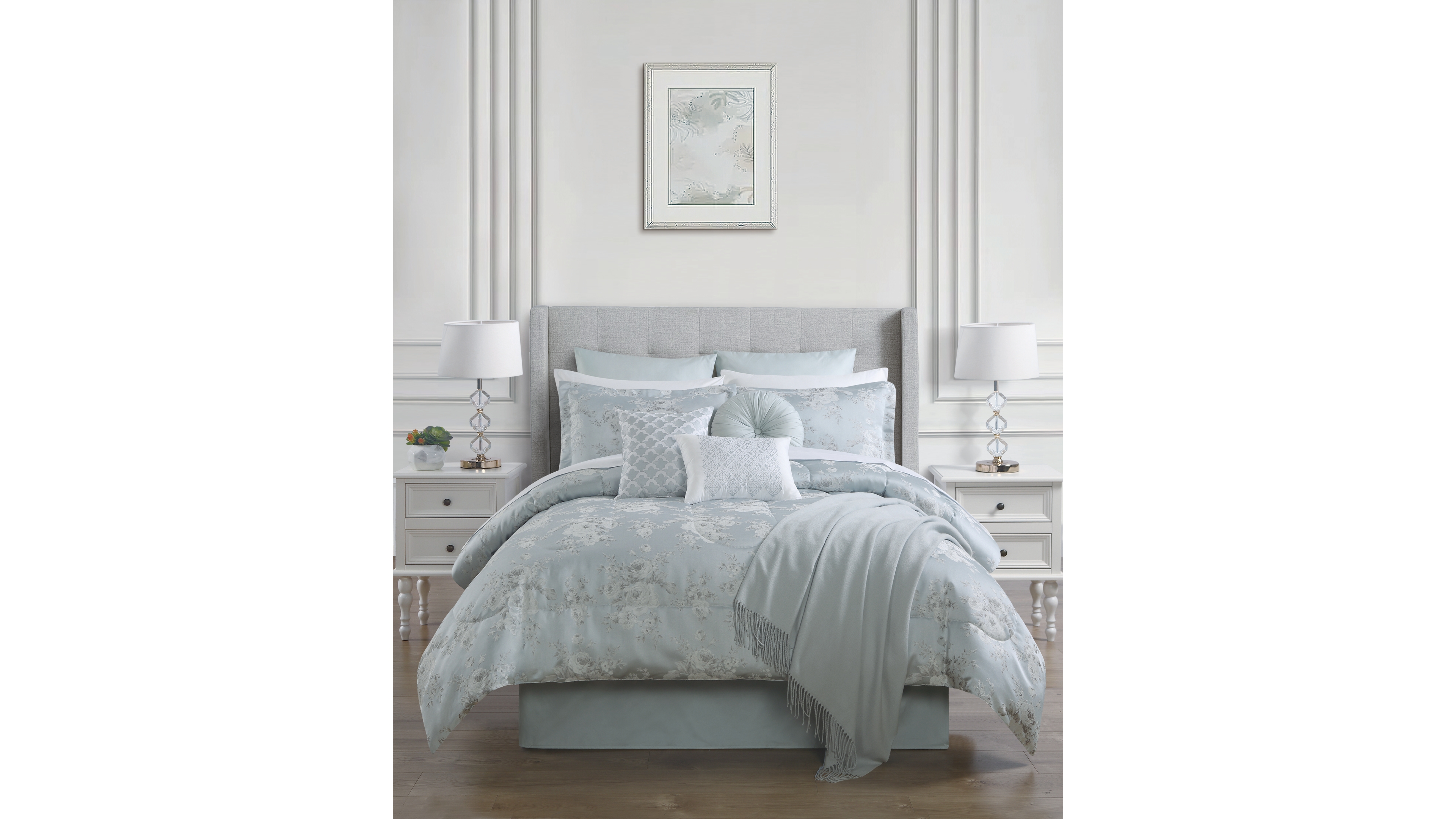 Enchante Accessories 14-Pc. Reversible Jacquard Microfiber Comforter Set, Queen, Created for Macy's