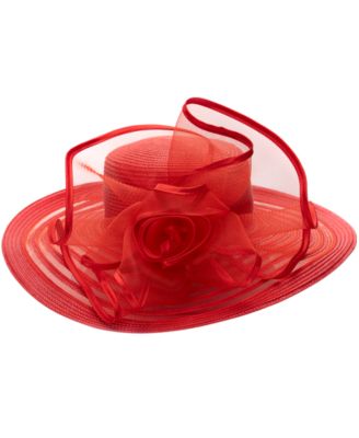 Sheer Wide Brim Rosette Hat