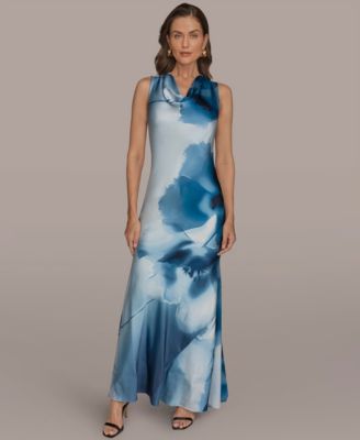 Donna Karan New York - Women's Cowl Neck Floral Gown