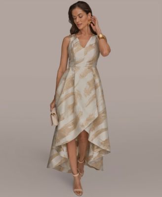 Women's V-Neck High-Low Jacquard Gown