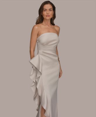 Women's Strapless Side Ruffle Gown