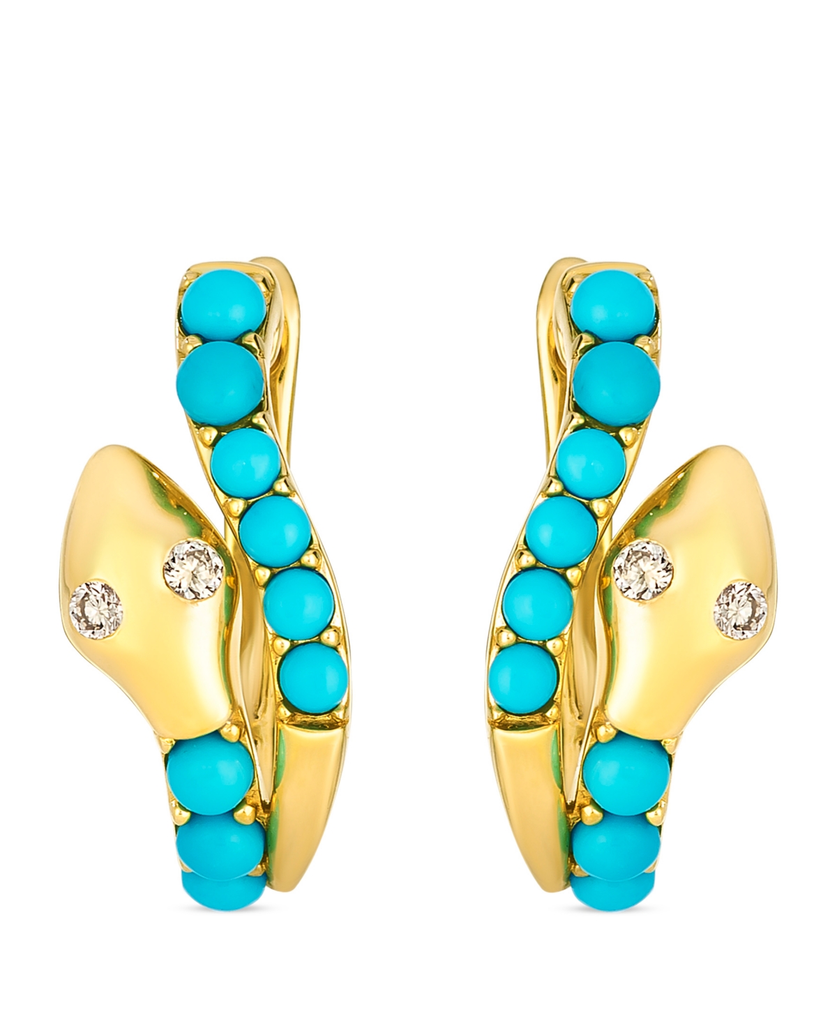 Le Vian Turquoise (1-1/50 ct. t.w.) & Nude Diamond (2/25 ct. t.w.) Hoop Earrings in 14k Honey Gold