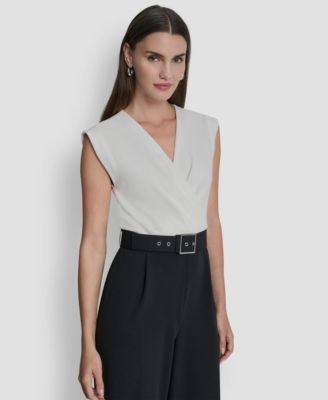 Women's Surplice Neck Straight Ankle Jumpsuit