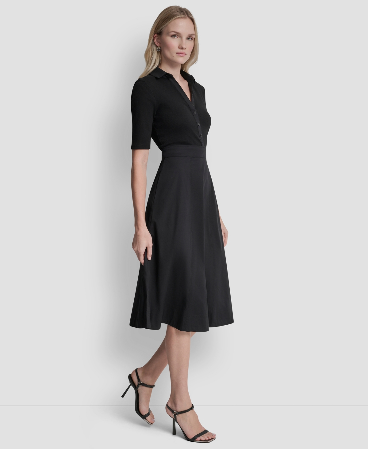 Dkny Women's A-Line Polo Collar Midi Dress