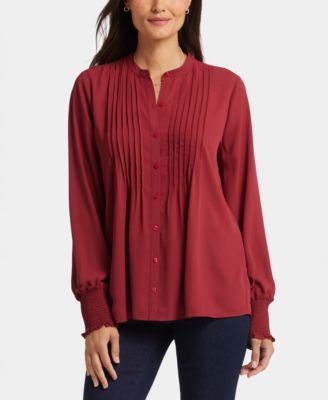 Women's Pleated Peasant Long Sleeve Top