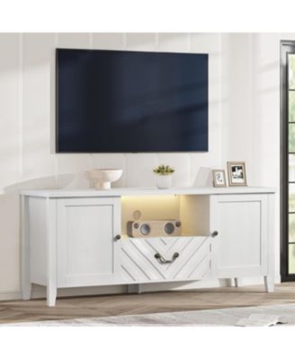 TV Stands for Living Room, White Entertainment Center with Led Lights, Television Stands for 65 in Tv