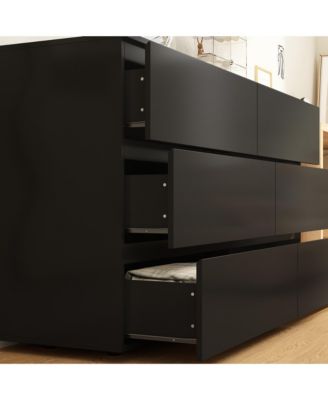 6-Drawers Black Wood Chest of Drawer Cabinet Organizer