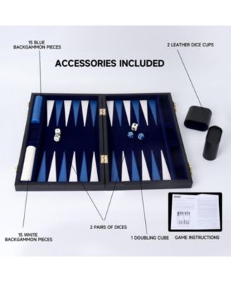 Premium Leather Backgammon Board Game Set, Backgammon Game Set with Leather Case
