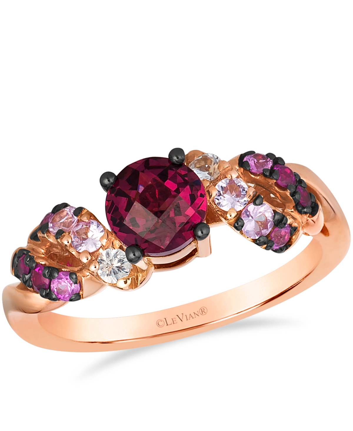 Le Vian Rhodolite (1.10 ct. t.w.), Pink Sapphire (0.36 ct. t.w.) and White Sapphire (0.08 ct. t.w.) Ombre Ring in 14k Strawberry Gold - Rose Gold
