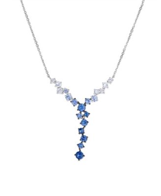 Sapphire (1.45 ct. t.w.) and White Sapphire (0.40 ct. t.w.) Adjustable Pendant Necklace in 14k Vanilla Gold
