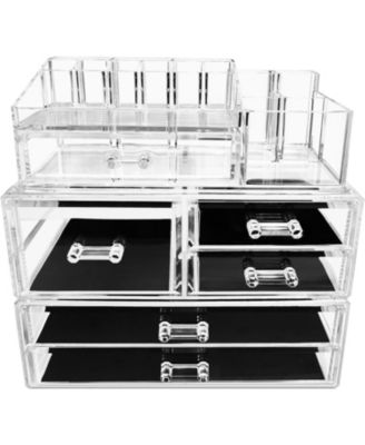 3 Piece Extra Large Stackable Cosmetic Organizers and Storage Set - Great Vanity, Dresser & Bathroom Organizer