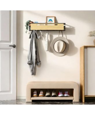 Wall Coat Rack with 5 Hooks & Shelf for Entryway, Hallway, Living Room