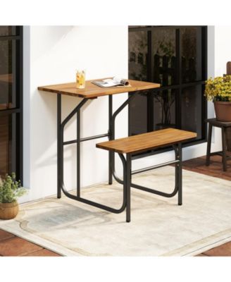 Acacia Wood Patio Picnic Table with Attached Bench Seat