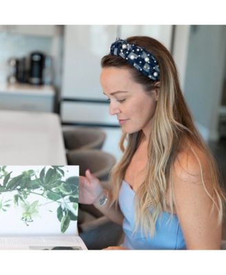 Women's Embellished Top Knot Headband - Patchwork Denim