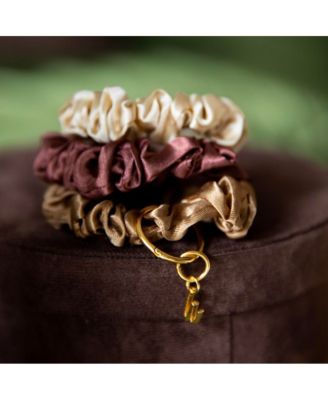 Women's Satin Scrunchie Set - Camel, Chestnut, Cream