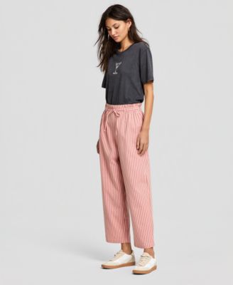 Women's Striped Drawstring Pull-On Pants