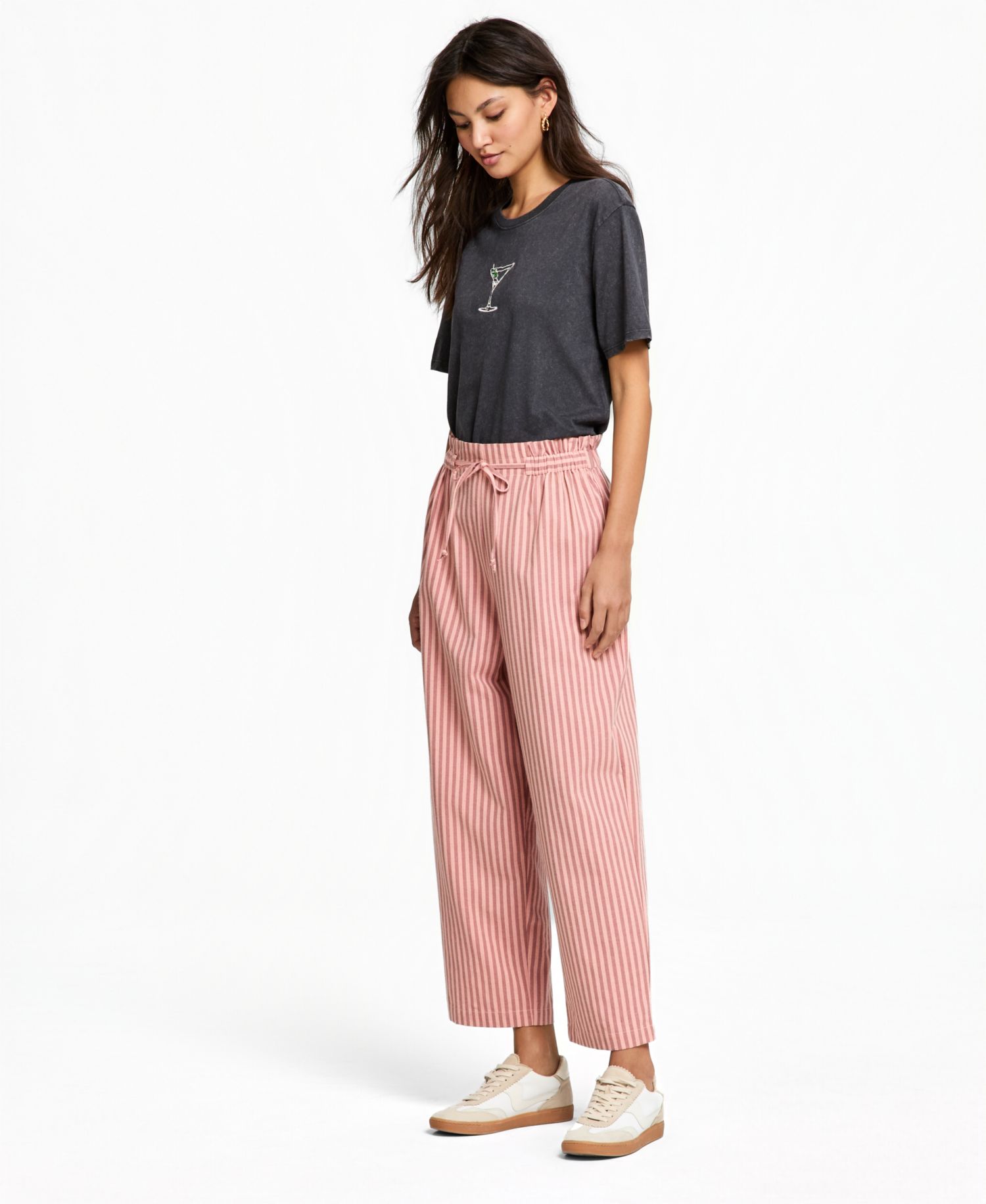 Women's Striped Drawstring Pull-On Pants