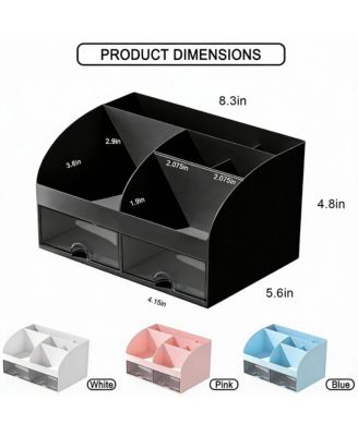  Makeup Organizer with 6 Sections & 2 Drawers for Desk, Bathroom, & Bedroom