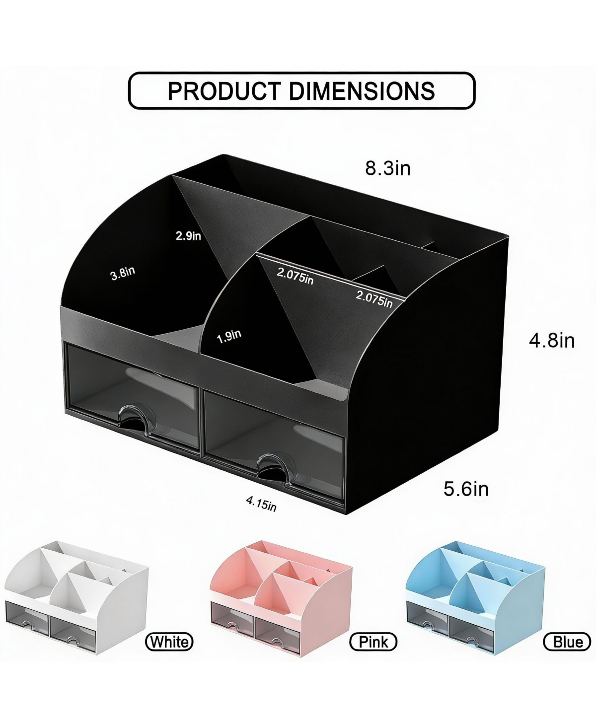 Yigii Makeup Organizer with 6 Sections & 2 Drawers for Desk, Bathroom, & Bedroom