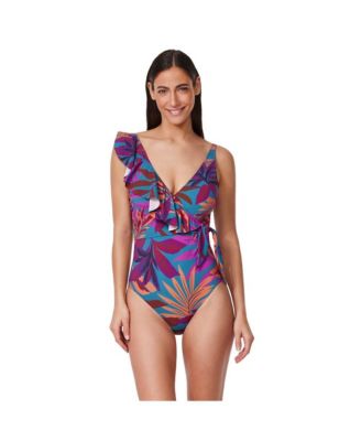 Women's Plantopia V-Neck Surplice Ruffle One Piece