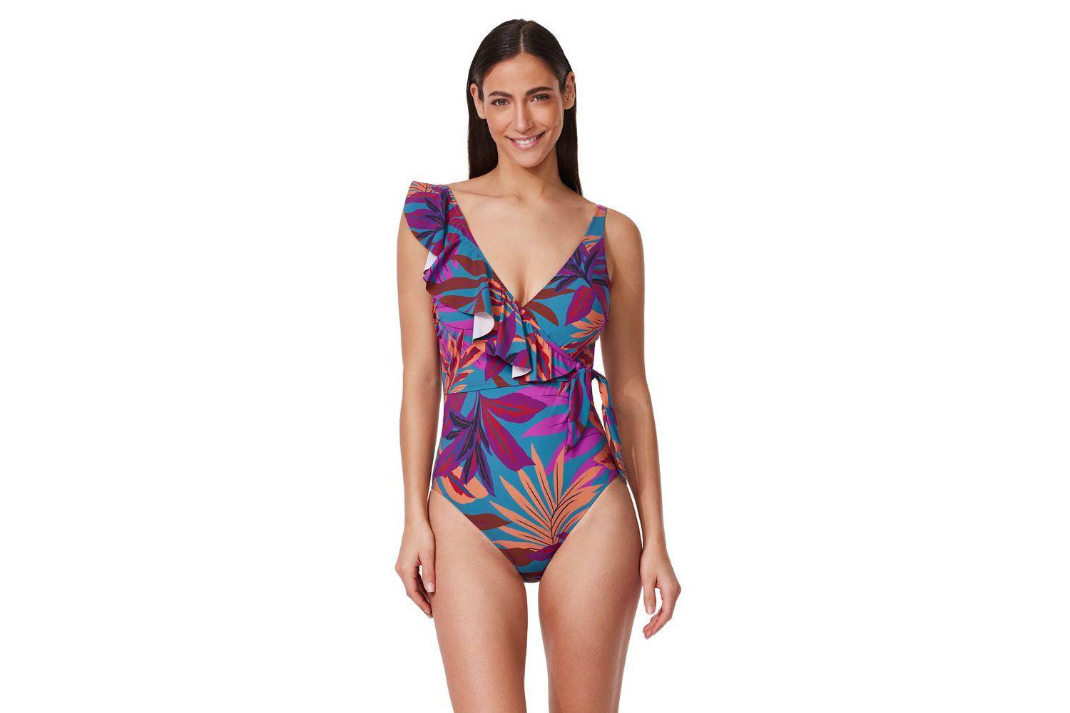 Women's Plantopia V-Neck Surplice Ruffle One Piece