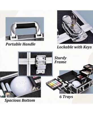 6-Tier  Makeup Organizer with Lockable Travel Case