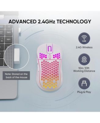 Wireless Gaming Mouse, Lightweight Honeycomb Shell, 2.4G Stable Connection, 4 DPI Adjustable - For Gamers, PC Laptop Desktop.