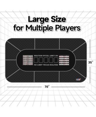 70" x 35" Casino Texas Hold'em Tabletop Layout Mat with Carrying Bag, Non-Slip Rubber Layout Mat