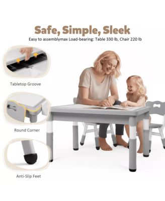 Kids Table and Chair Set, Activity Desk for Drawing, Building Blocks, and Play, Pink