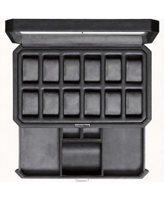 Luxury Watch Box - 12 Watches, PU Leather, Glass Lid, Accessory Drawer