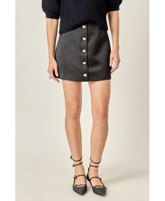 Women's Heart Detailed Satin Skirt