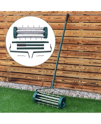Rolling Garden Lawn Aerator Roller Home Grass Steel Handle