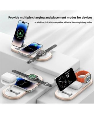 Foldable Wireless Charger with Charging Port - Magnetic 3-in-1 Charging Station, Watch and Earphone for Desktop