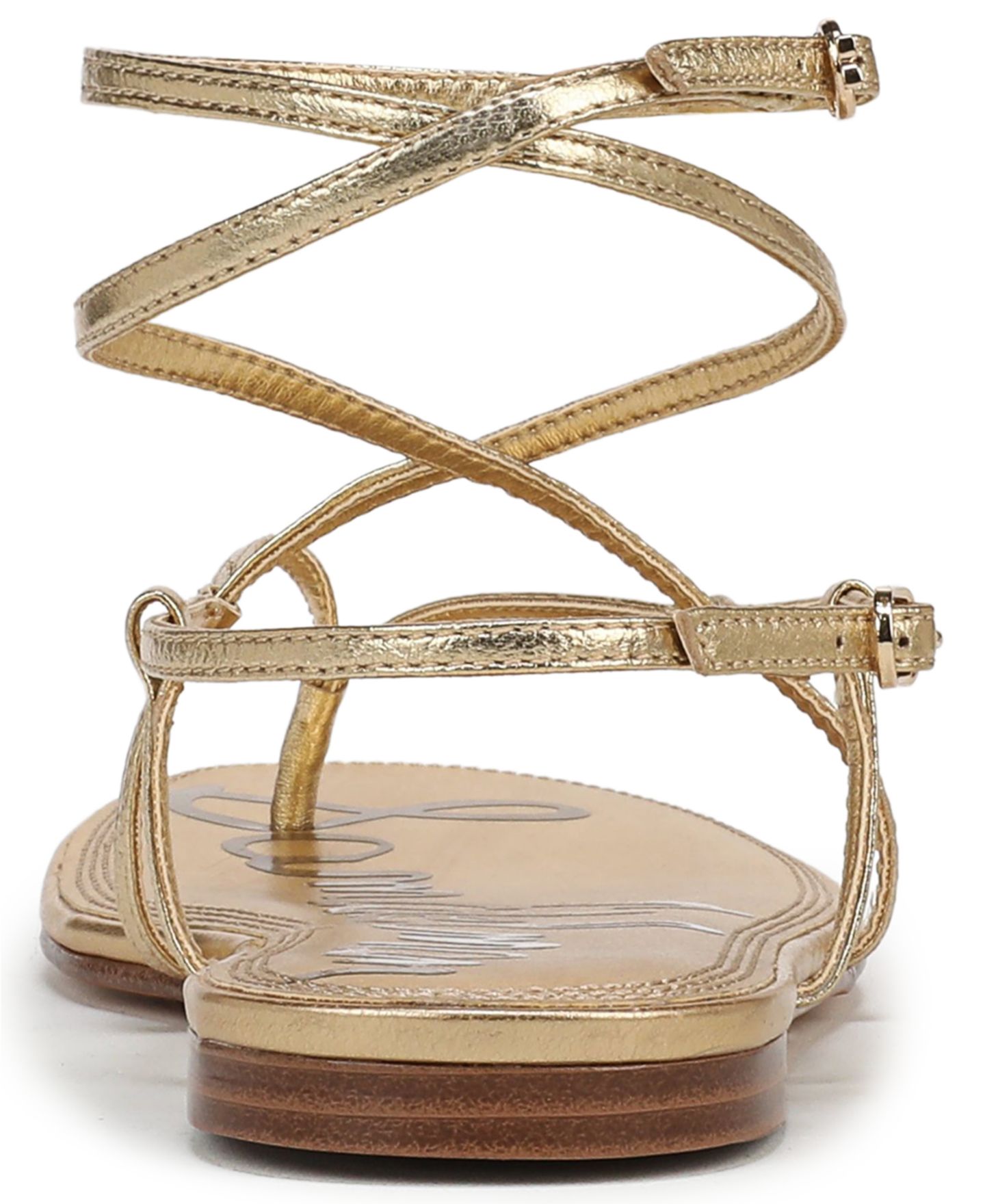 Женские сандалии Sam Edelman Clarra Strappy Flat, цвет: Янтарный золотой кожаный — фото 3