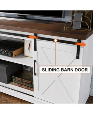 Farmhouse TV Stand, Entertainment Center for 65 Inch TV Media Console Table, Barn Door TV Stand with Storage